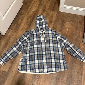 LL Bean flannel zip up hoodie Women’s